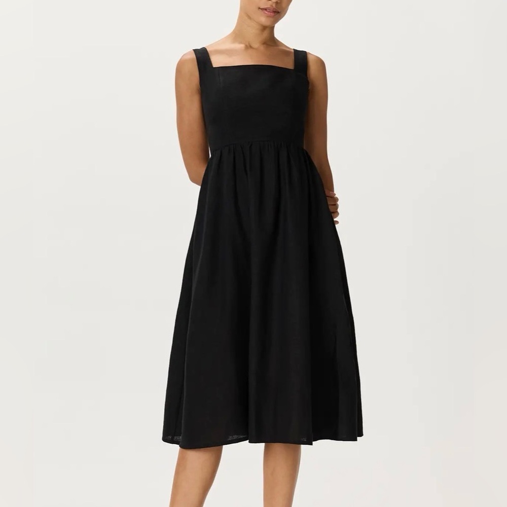 Quince 100% European Linen Fit & Flare Midi Dress